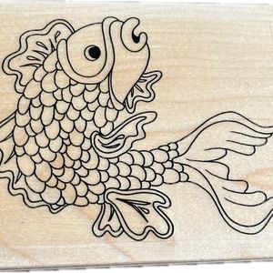 Beautiful vintage 1999 Kristen Powers studio collection koi fish rubber stamp